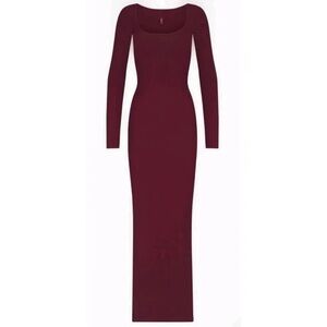 SKIMS Deep Red Long Sleeve Dress